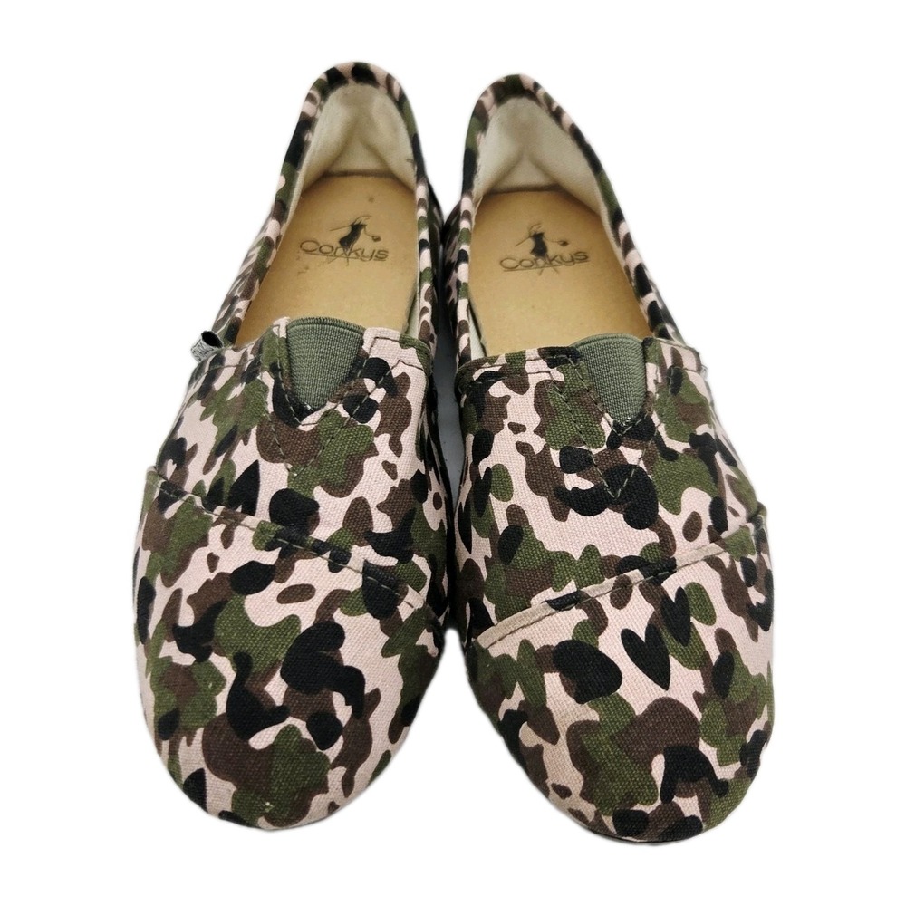 Corky's Women's Camouflage Canvas Slip On Flats Shoes Size 9 Camo Casual Comfy